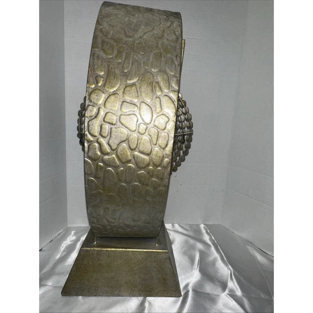 Oversized Wristwatch Style Desk Clock Gold Tone Crystal Bejeweled Table Decor